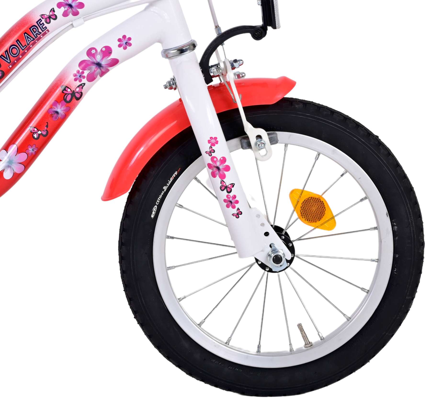 Volare Lovely Children's Bicycle - Mädchen - 14 Zoll - Rot Weiß - Zwei Handbremsen