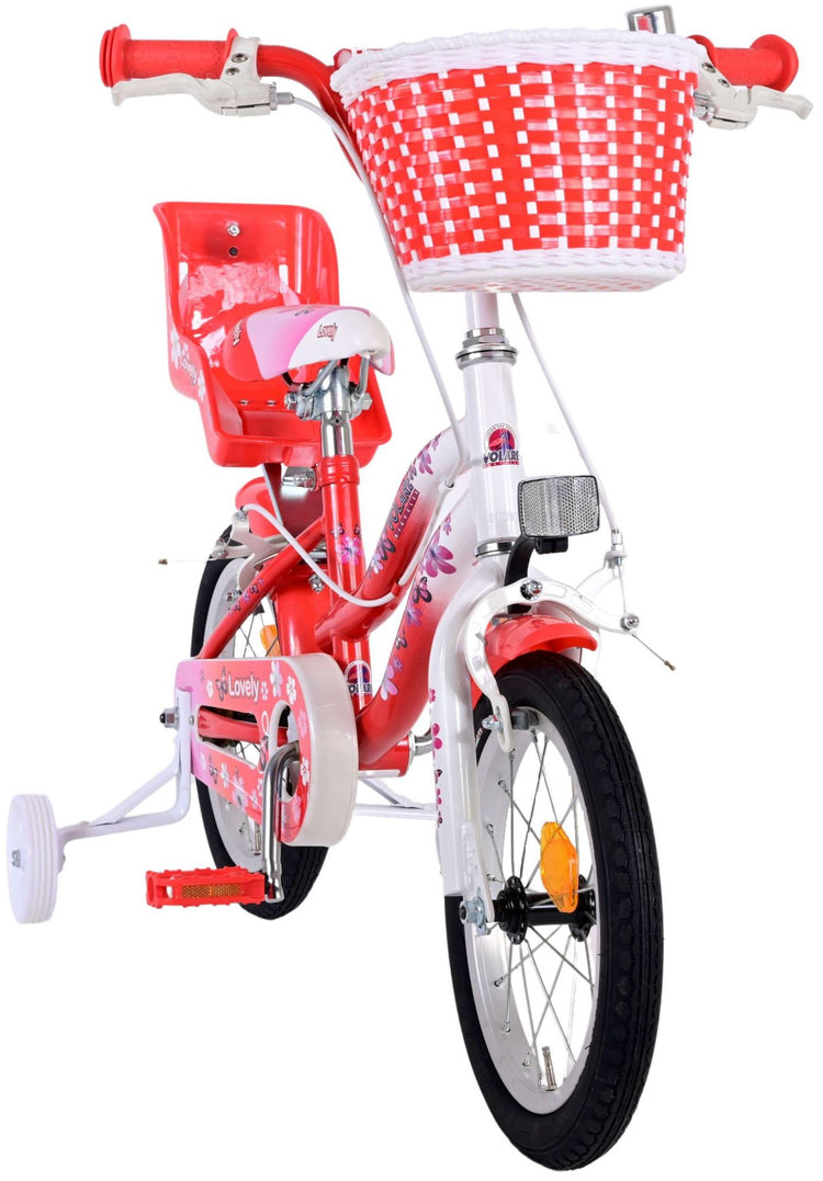 Volare Lovely Children's Bicycle - Mädchen - 14 Zoll - Rot Weiß - Zwei Handbremsen