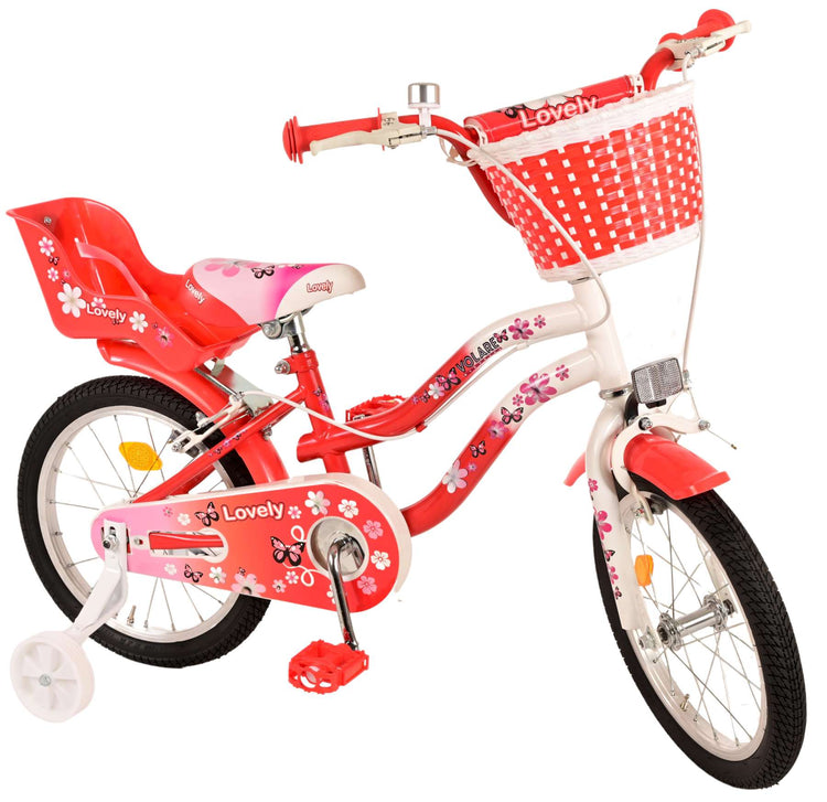 Volare Lovely Children's Bicycle - Mädchen - 16 Zoll - Rotwittchen - Zwei Handbremsen