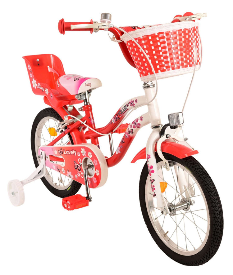 Volare Lovely Children's Bicycle - Mädchen - 16 Zoll - Rotwittchen - Zwei Handbremsen