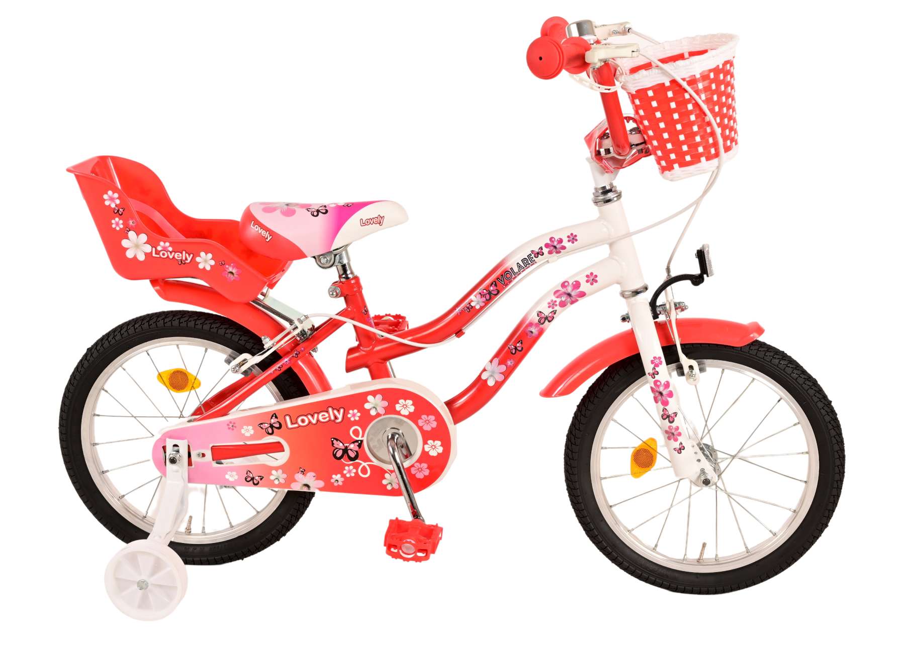 Volare Lovely Children's Bicycle - Mädchen - 16 Zoll - Rotwittchen - Zwei Handbremsen