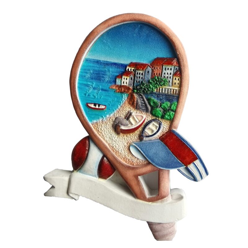 Tennisschlägerand-Strand-Szene Sea Beach Souvenir Magnet