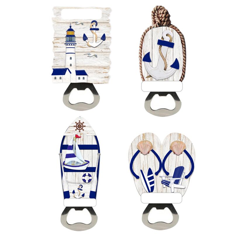Strand Souvenir Magnet Flaschenöffner blau Weiß