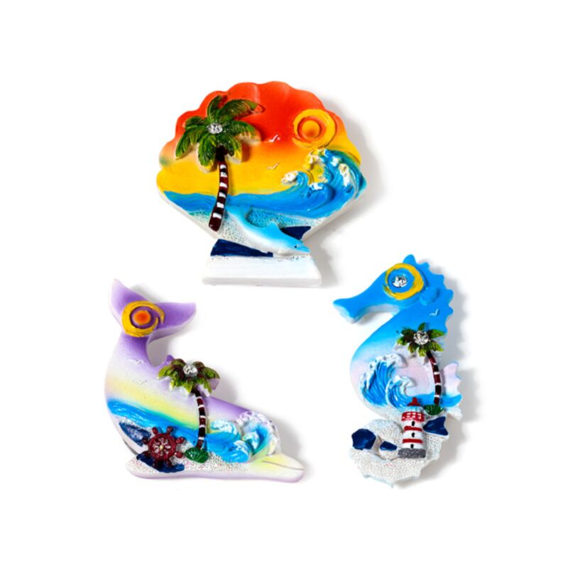Sea Beach Souvenir Magnet Sea Horse Shell Delphin