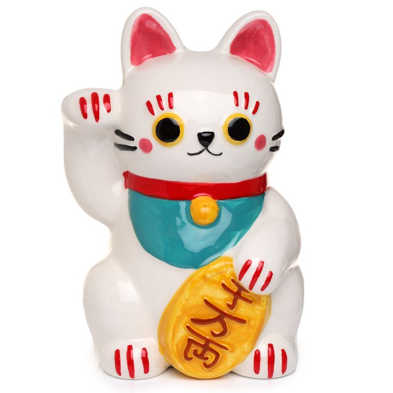 Maneki Neko White Keramic Money Box