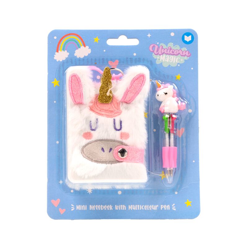 Einhorn-Zauber-Mini-Notizbuch A7 mit 4-Farben-Stift