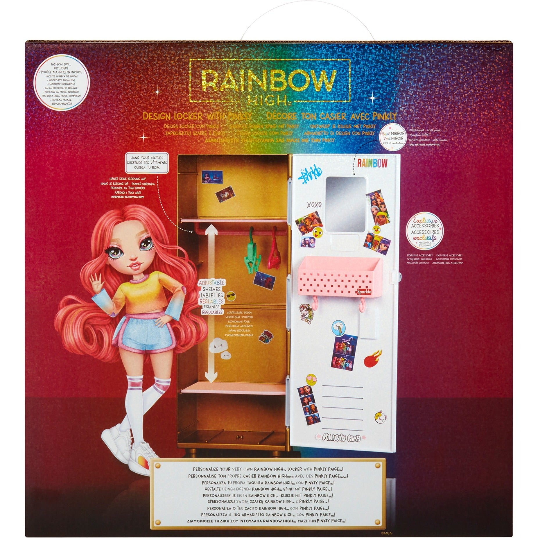 MGA Entertainment Rainbow High Design Locker und Pinkly Paige