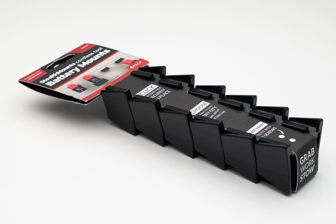 Stealthmounts BM-MW12-BLK-6-BLK Batteriehalter für Milwaukee M12 | schwarz | 6er-Pack – bm-mw12-blk-6-blk