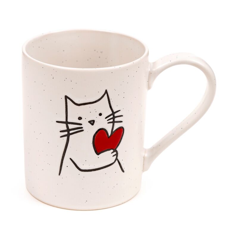 Katze mit Hart Stoneware -Becher