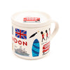 London-Souvenir-Porzellanbecher mit Untersetzer-Deckel-Set
