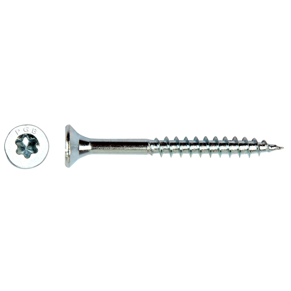 PGB-Fasteners Spanplattenschraube VZK-T Teilgewindeschneidspitze Senkkopf ø5,0x100 ZN TX25 | 200 Stück | pgwvtg001005001002