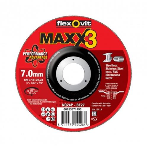 Flexovit abs maxx 3 Edelstahl 125x7x22,23 nq24p t27 | 10 Stk