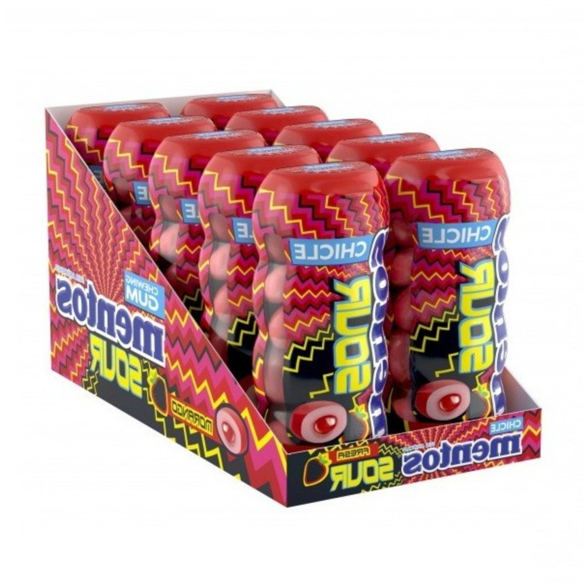 Mentos Gum Sour Erdbeertopf (10x 28 Stück)