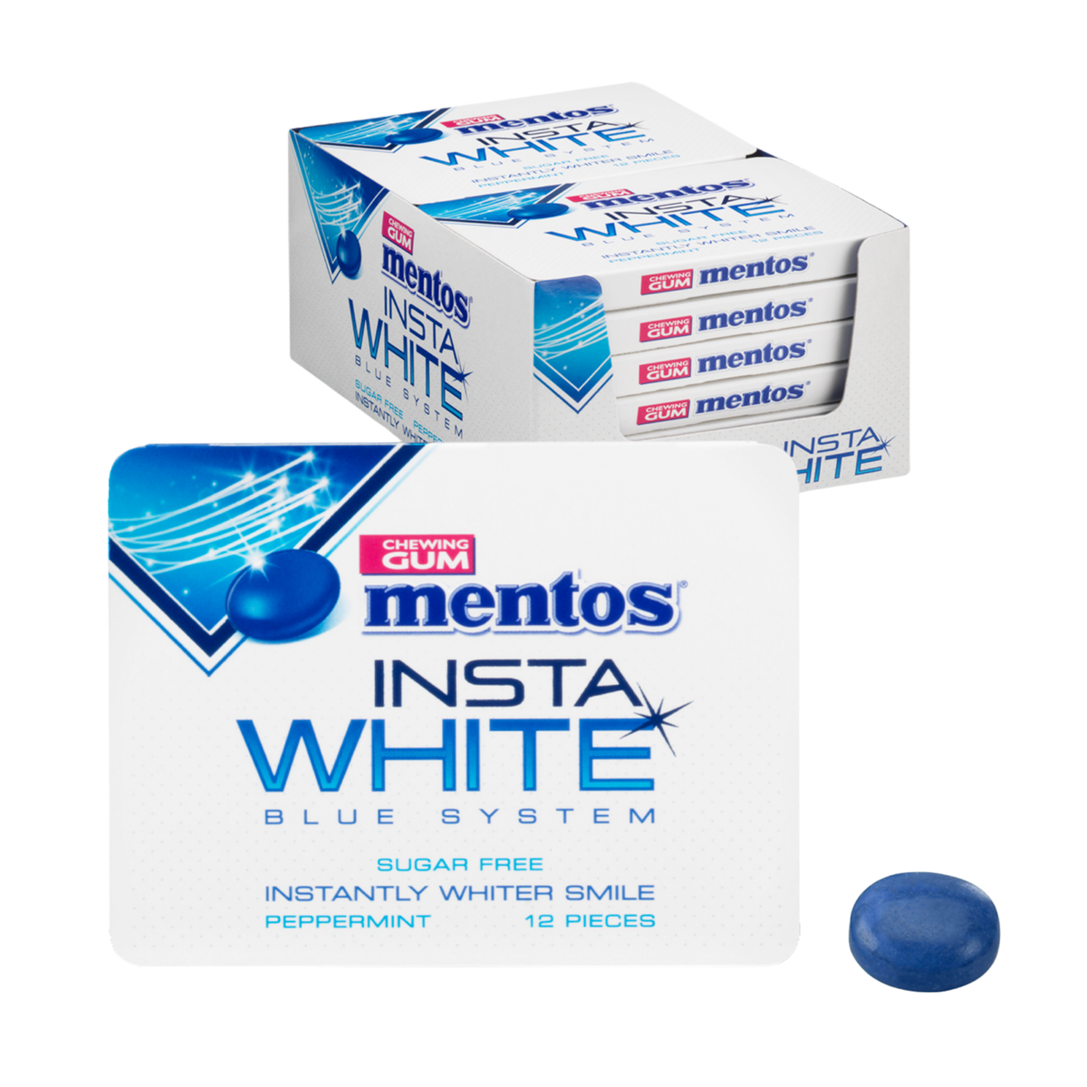 Mentos Kaugummi Insta weiß Blister (12x 12 Stück)