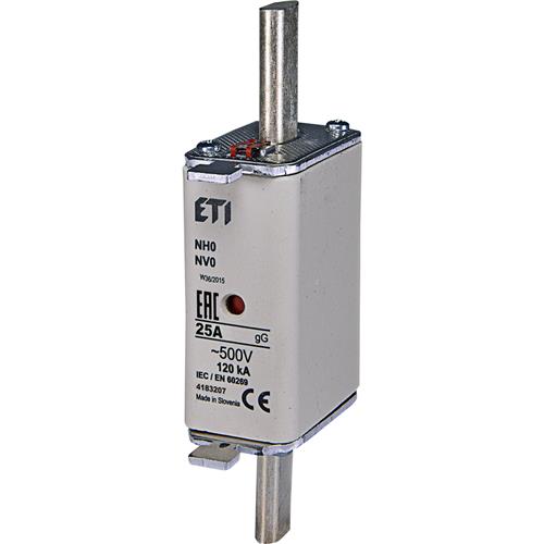 Eti Flachsicherung 25a – 500 V DIN NH0 GG | 3 Stück