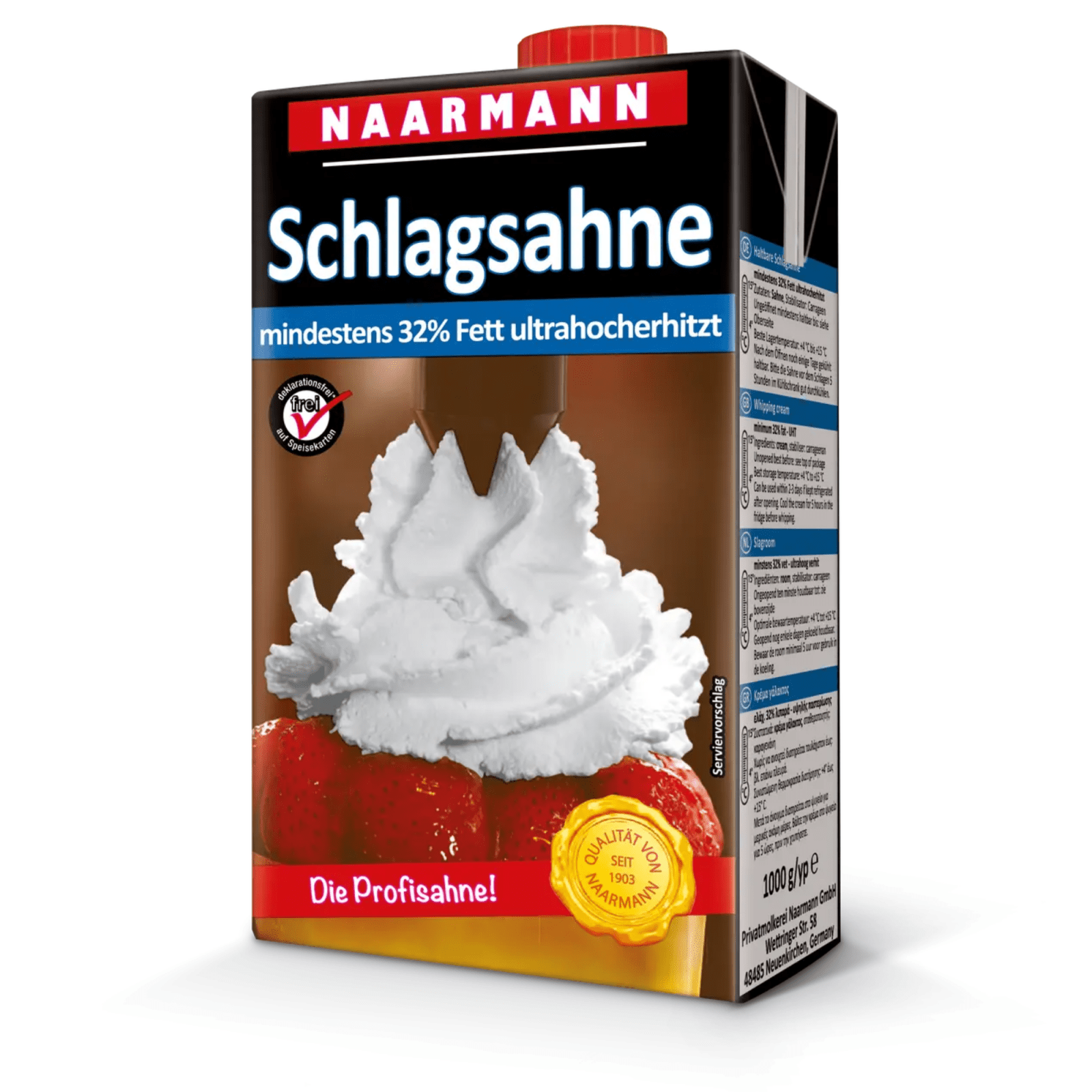 Naarmann Schlagsahne mit Zucker 32 % Packung mit Schraubverschluss (1 Liter)