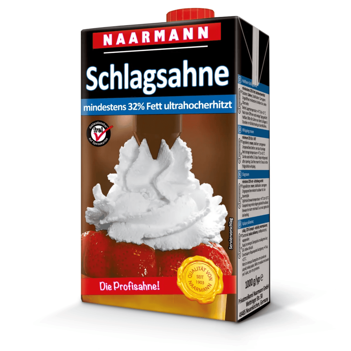 Naarmann Schlagsahne mit Zucker 32 % Packung mit Schraubverschluss (1 Liter)