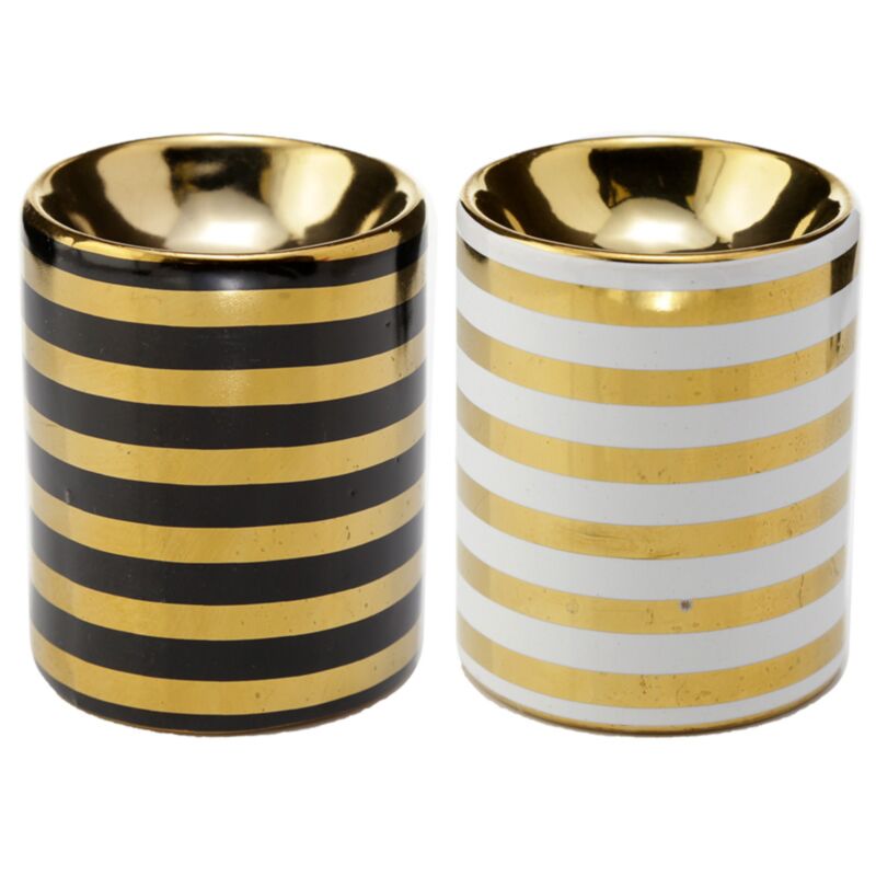 Eden Metallic Gold Streep Keramik Mini -Geruchsbrenner - klein