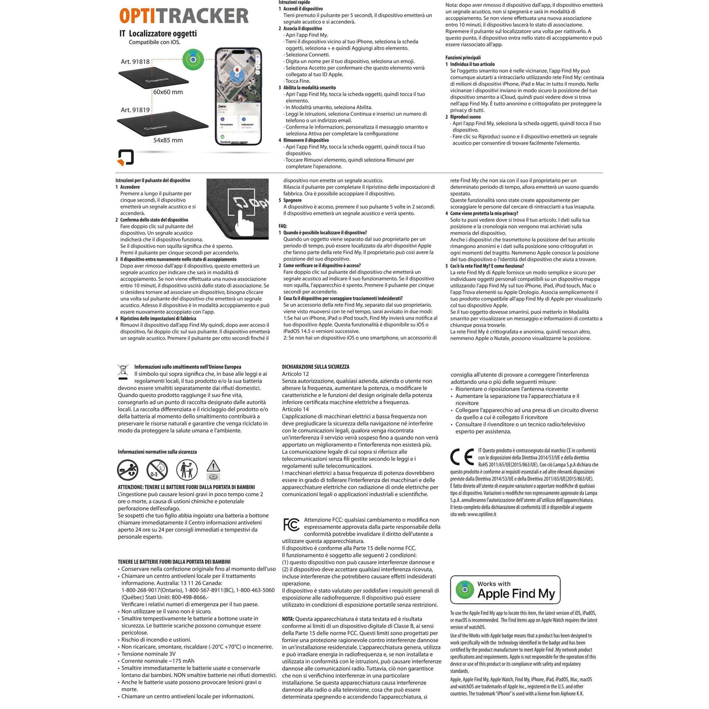 Optiline Tracker Compact, Ultra-dünner Klebstoff-Locator