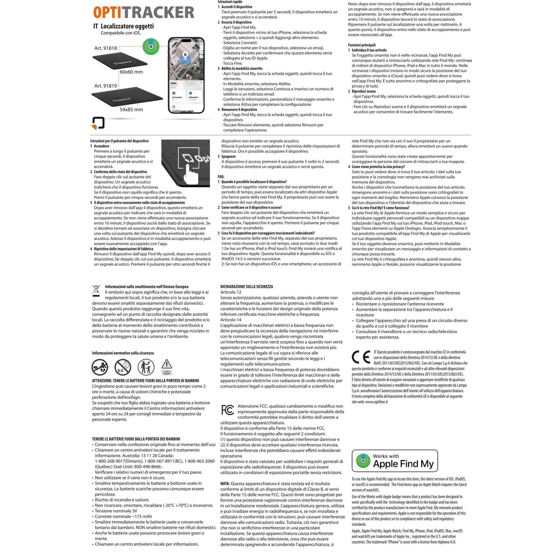 Optiline Tracker Compact, Ultra-dünner Klebstoff-Locator