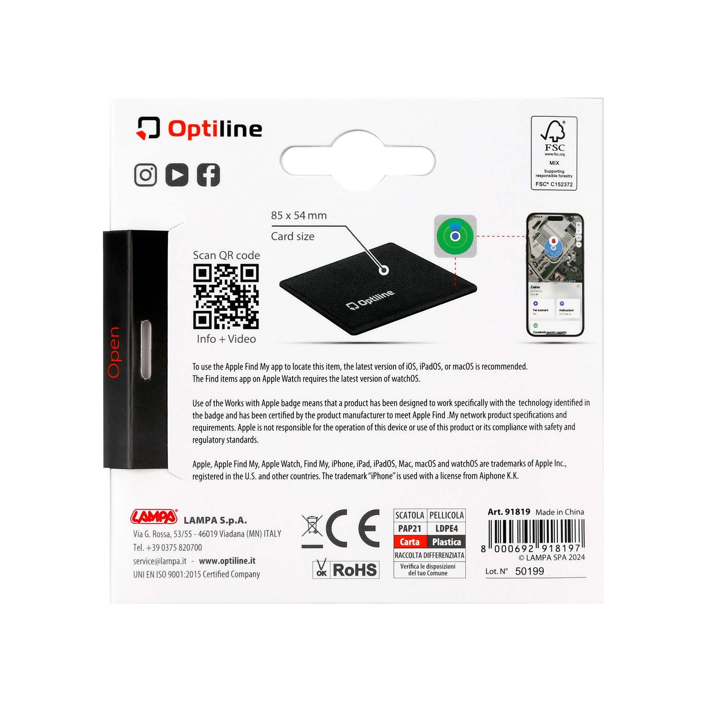 Optiline Tracker Flex, ultradünne faltbare Klebstoff-Locator