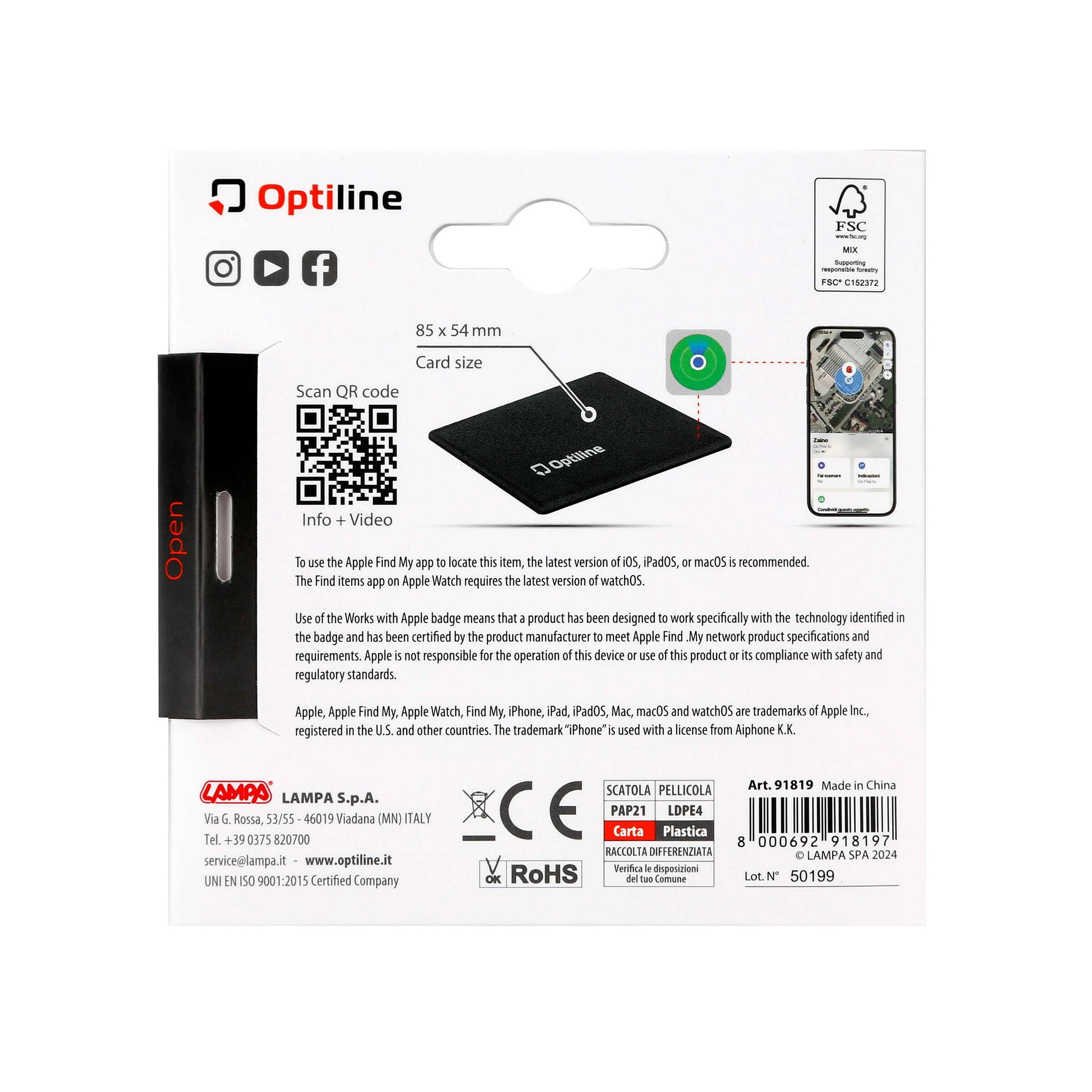 Optiline Tracker Flex, ultradünne faltbare Klebstoff-Locator