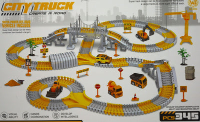 Jonotoys CityTruck -Autobahn mit vielen Spurstücken und Accessoires und 3 Auto -Apos; S; S;