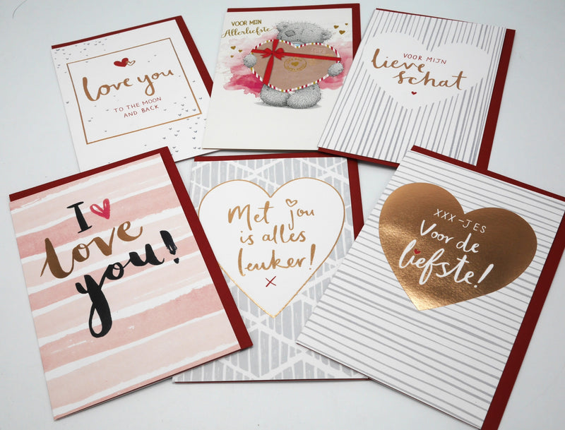 6 Valentinstagskarten Set von 6 verschiedenen Liebeskarten