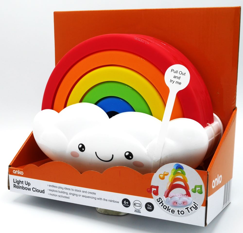 Playgo Light and Sounds Rainbow Cloud mit Stapelbögen.