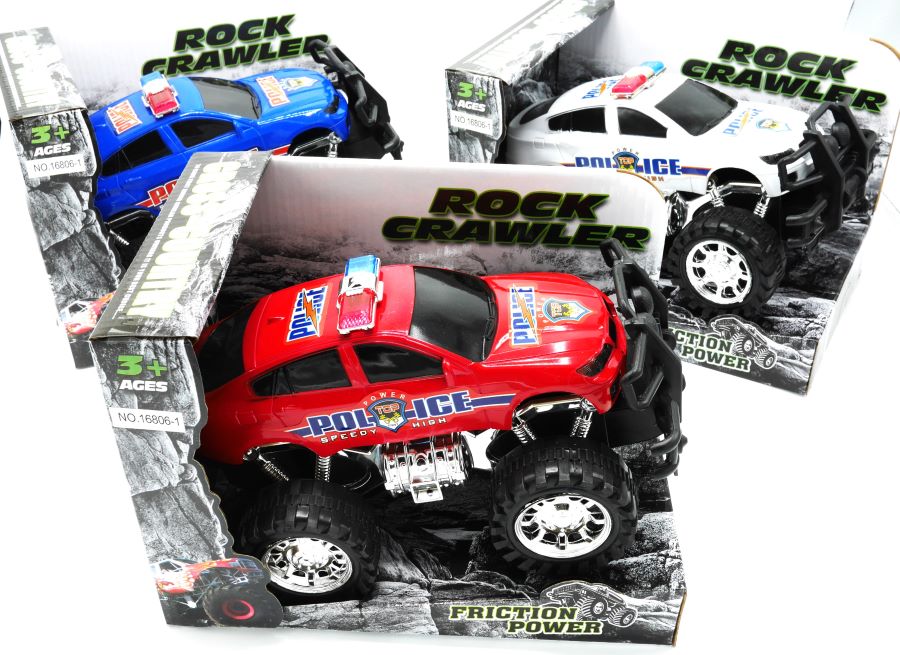 Jonotoys Rock Crawler Police Car in 3 verschiedenen Farben.