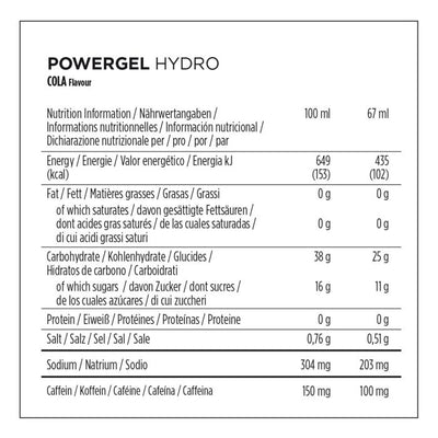 Powerbar Powergel Hydro (24 x 67 ml) – Cola (Koffein)