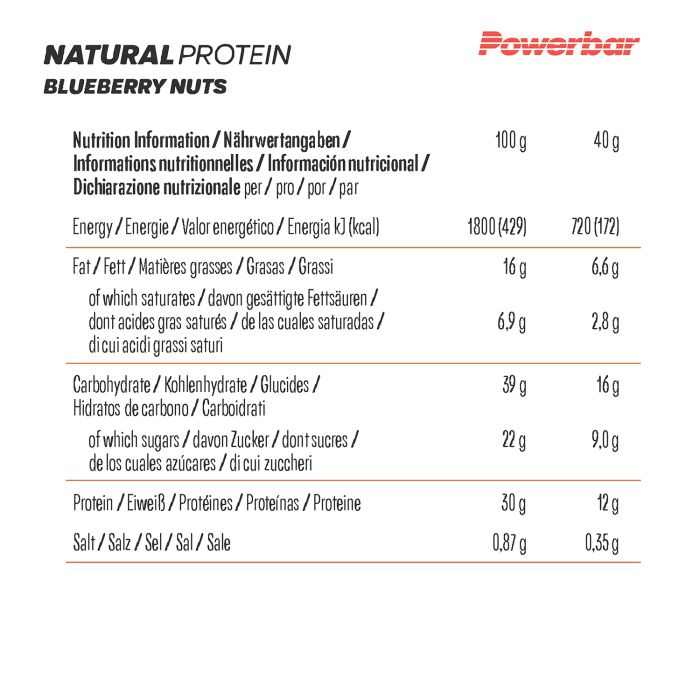 Powerbar natürliches Protein (18 x 40 g) – Blaubeer-Nüsse