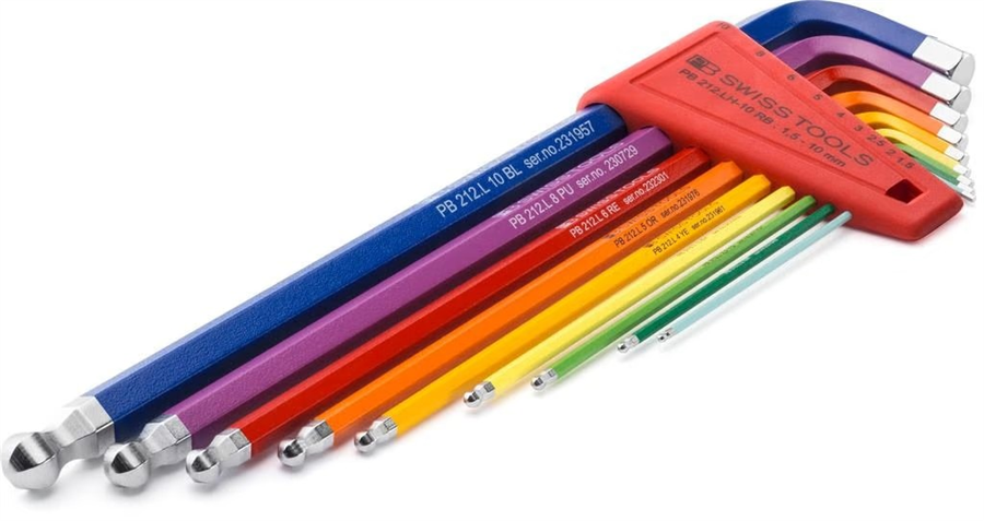 Pb Swiss Tools PB Inbusschlüsselsatz Farbe lang kurz + Kugelkopf