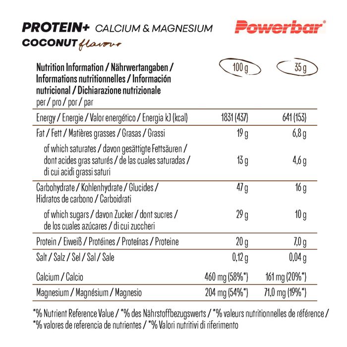 Powerbar Protein+ Kalzium-Magnesium (30 x 35 g) – Kokosnuss