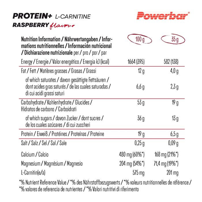 Powerbar Protein+ L-Carnitin (30 x 35 g) – Himbeerjoghurt