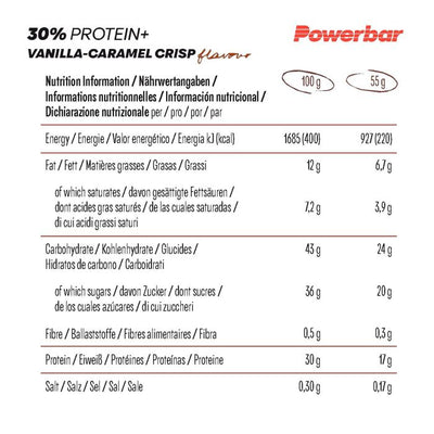 Powerbar 30 % Protein+ (15 x 55 g) – Karamell-Vanille-Crisp
