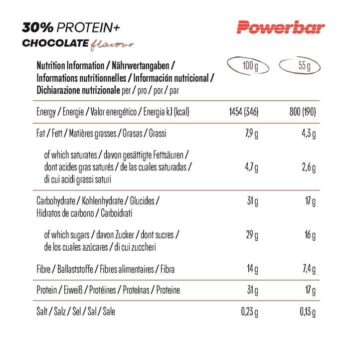 Powerbar 30 % Protein+ (15 x 55 g) – Schokolade