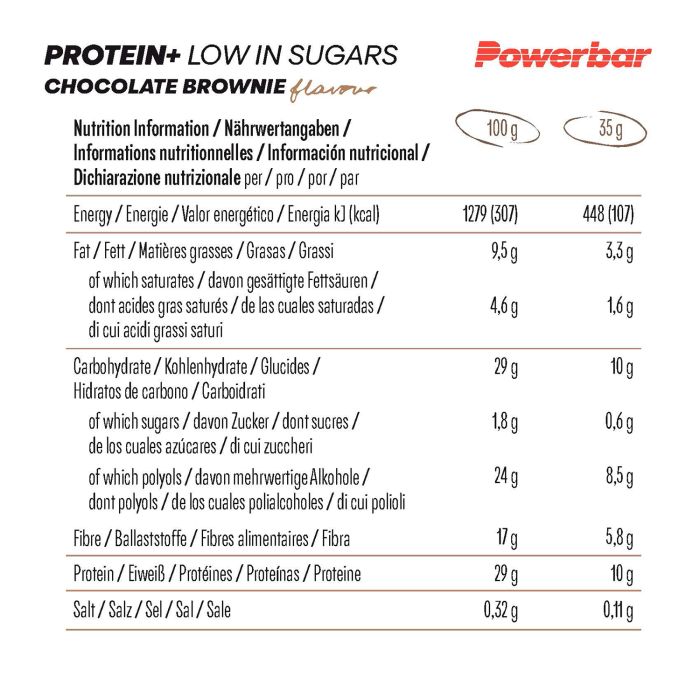 Powerbar Protein+ zuckerarm (30 x 35gr) – Schokoladen-Brownie