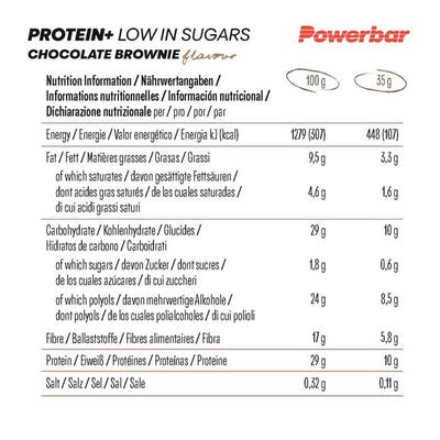 Powerbar Protein+ zuckerarm (30 x 35gr) – Schokoladen-Brownie