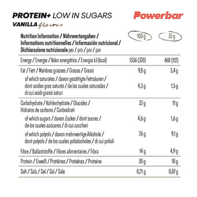 Powerbar Protein+ zuckerarm (30 x 35gr) – Vanille