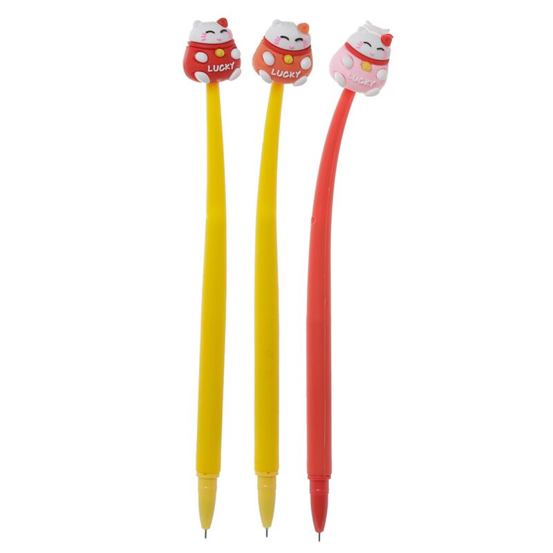 Maneki Neko Glückskatze feiner Schriftsteller Pen - Schwarz
