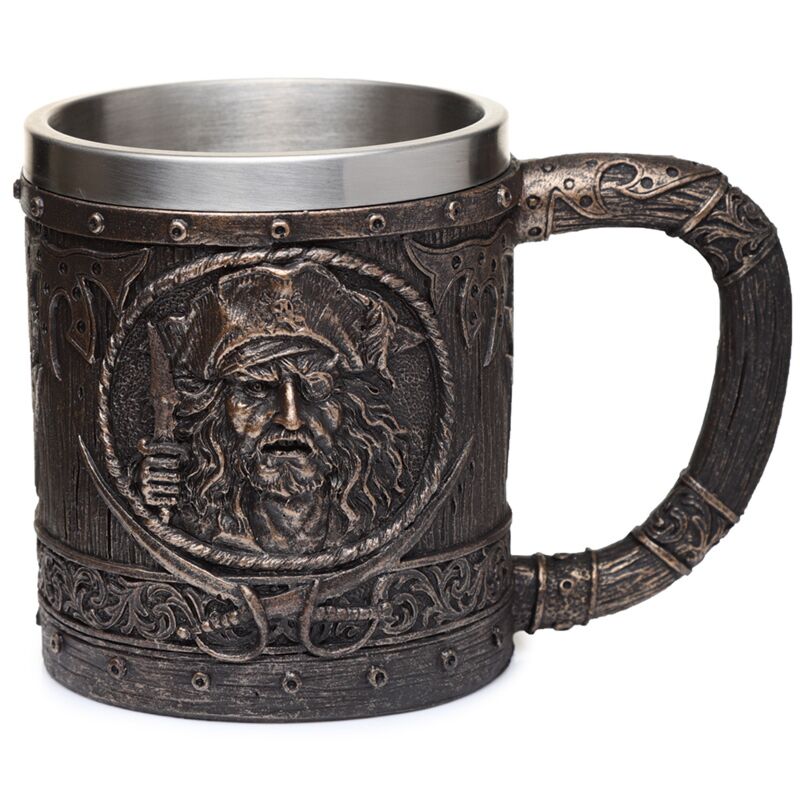 Dekorative gebürstete Goldholz -Effekt Piratenbier Becher