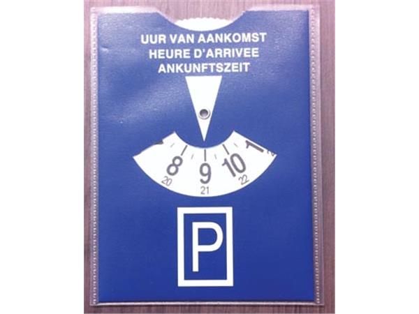 Parkscheibe in transparenter Hülle, blau