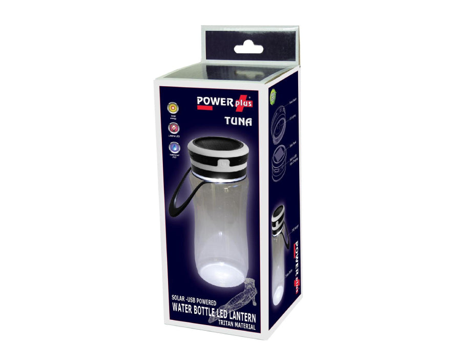 Powerplus Wasserflasche mit Solarzellen und LED -Beleuchtung