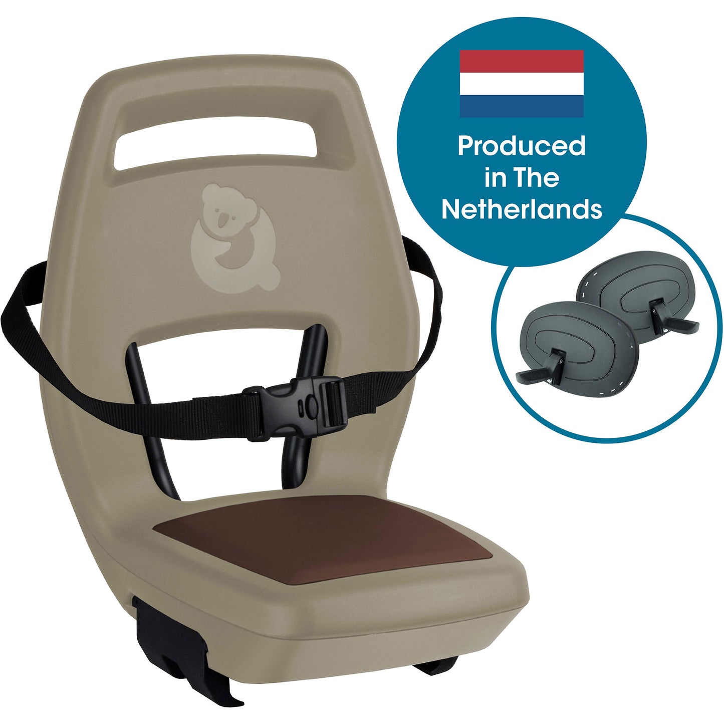 Qibbel Q345 Rücksitz 6+ Junior mit Fußstützen und Schutzplatten Cappuccino Brown