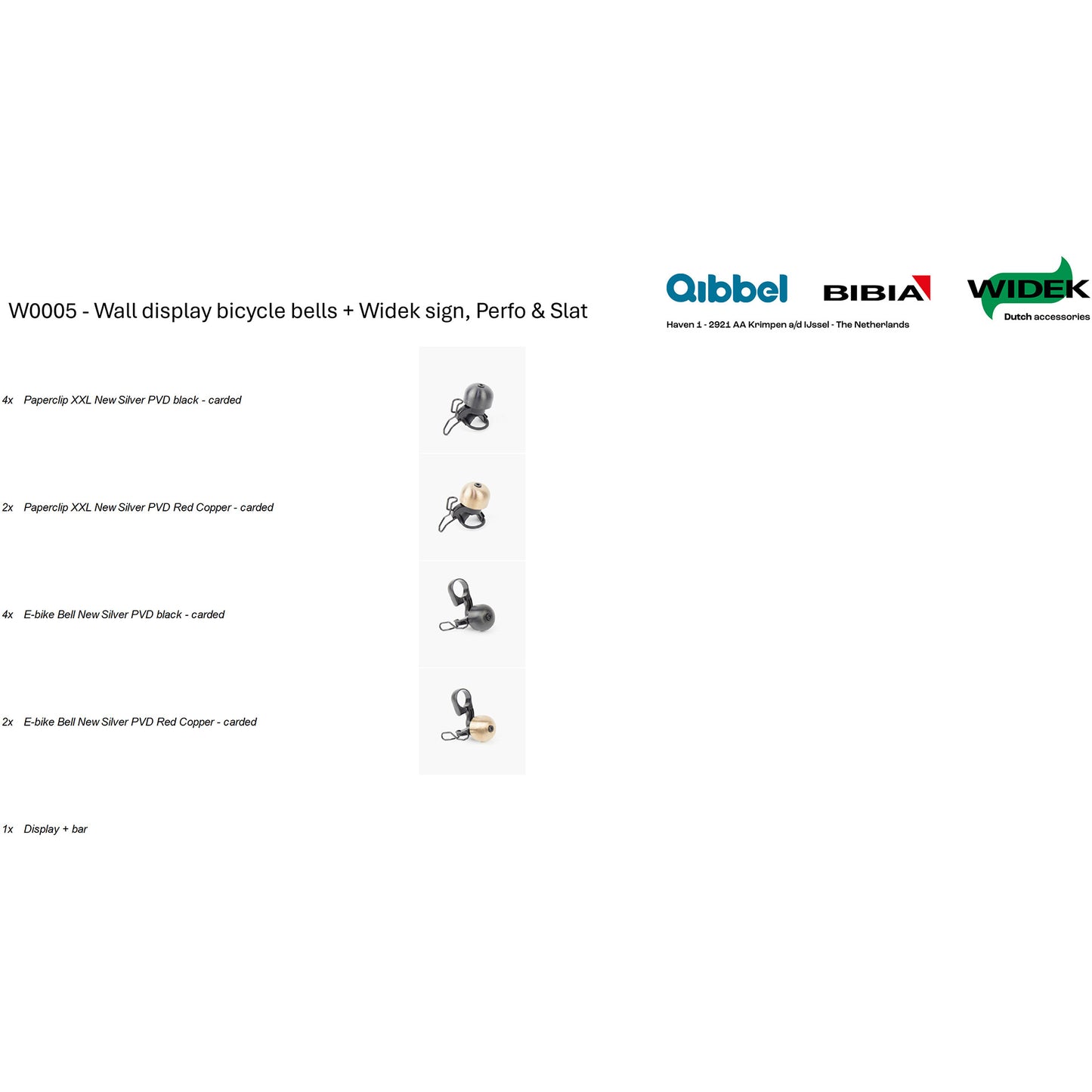 Qibbel Wandpräsentationshalterung Glocke, Schild, perforierte Lamelle