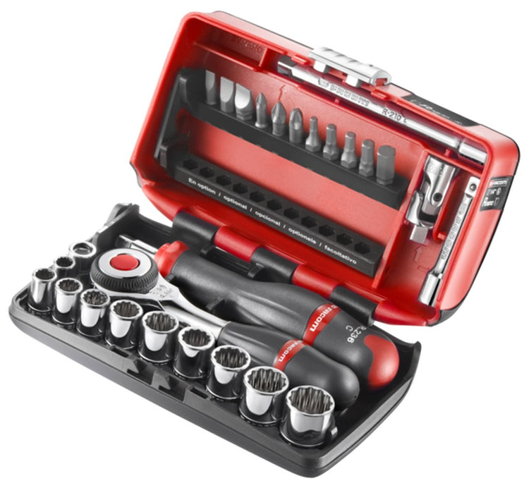 FACOM Steckdosenbox 12-seitig mit Ratsche mit Drehgriff 1 4 - Zoll - r.360nano-u112