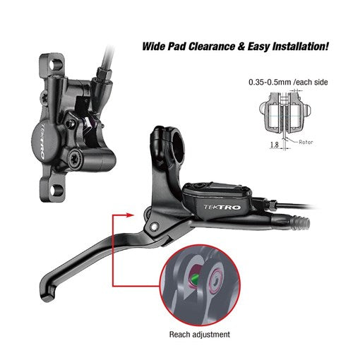 Tektro HD-E350 hydraulisches Scheibenbremsen-Set rechts + Sensorkabel 1800 mm schwarz
