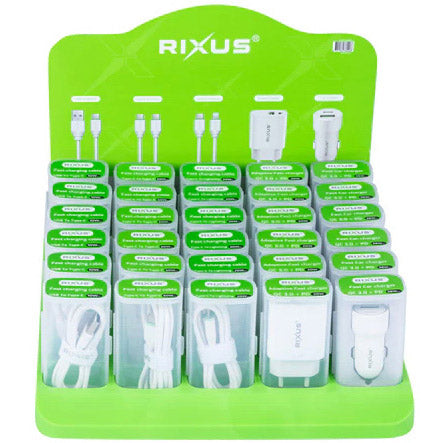 Olympische Sportbekleidung Rixus Thekendisplay rxds01 Kabel und Ladegeräte gefüllt