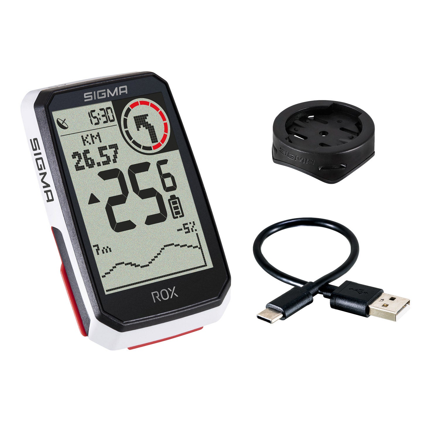 Sigma rox 4.0 gps zw weiß standard lenkerhalterung + usb-c ladekabel